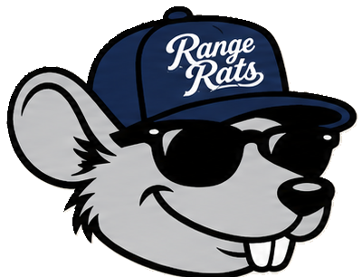 Range Rats mascot wearing the navy cap and sunglasses